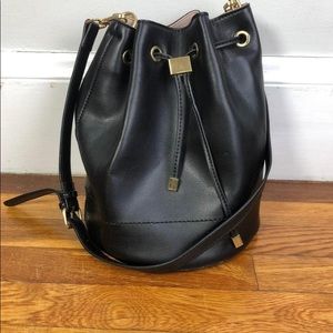 Zara black faux leather bucket bag